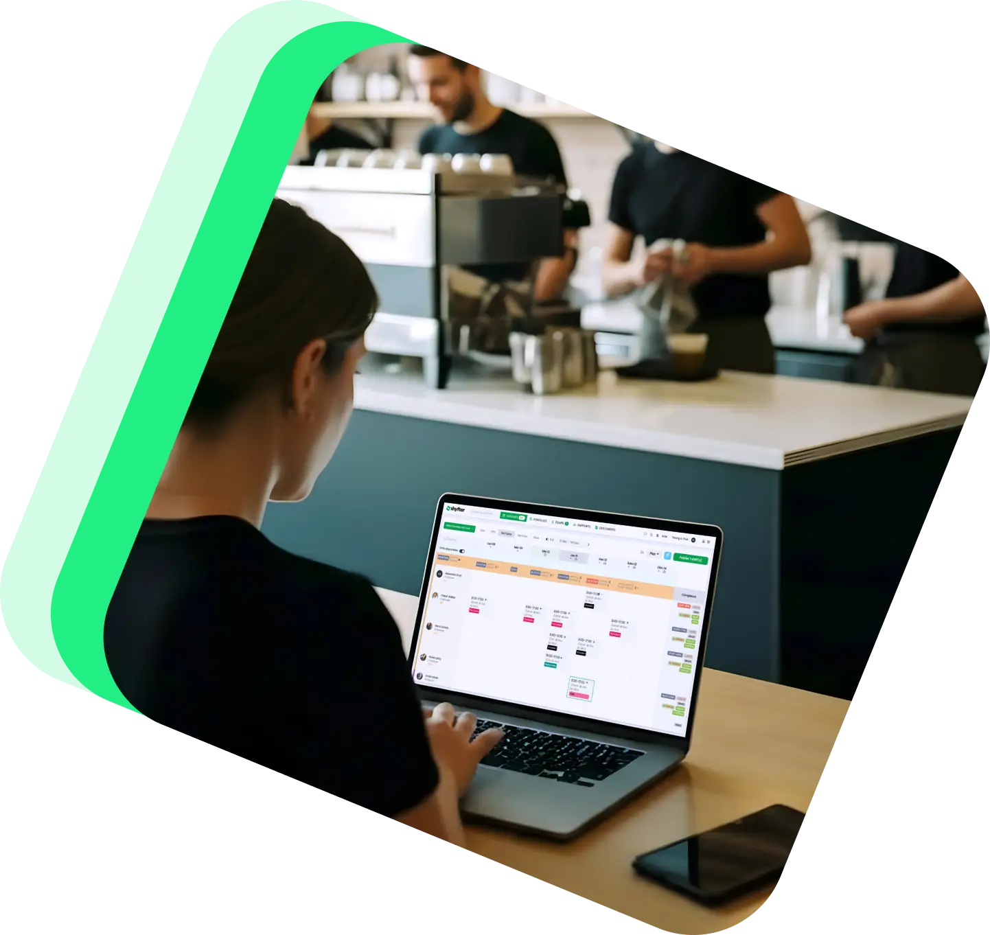 Logiciel de gestion du personnel Shyfter utilise dans un restaurant