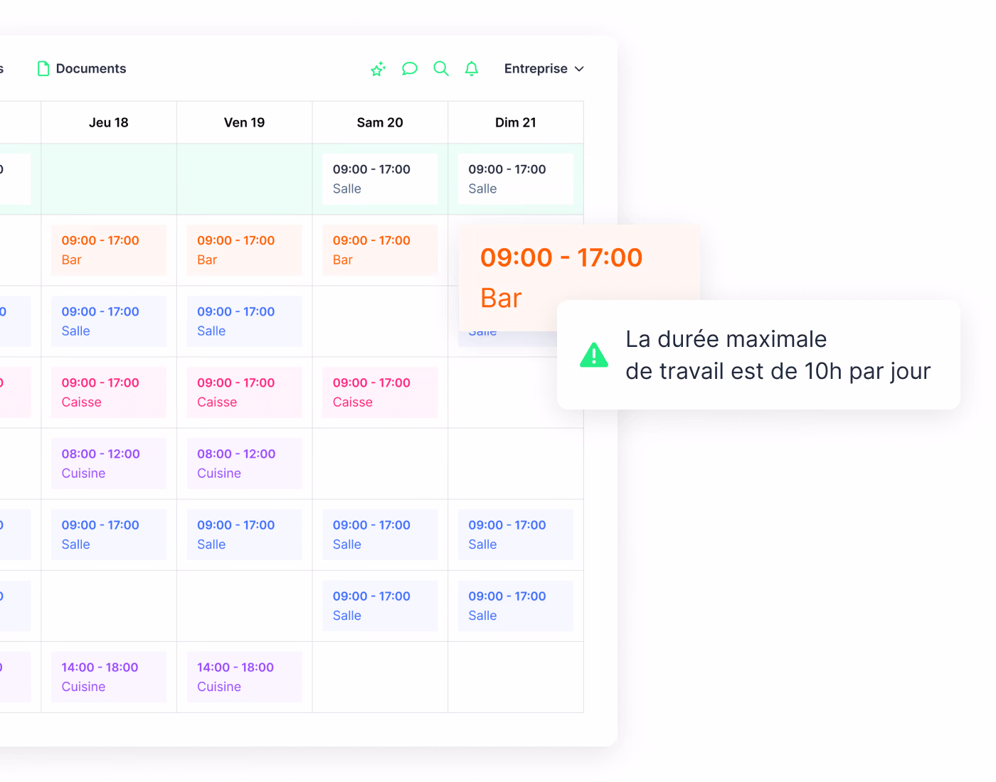 Création de shift et attribution des employés dans Shyfter