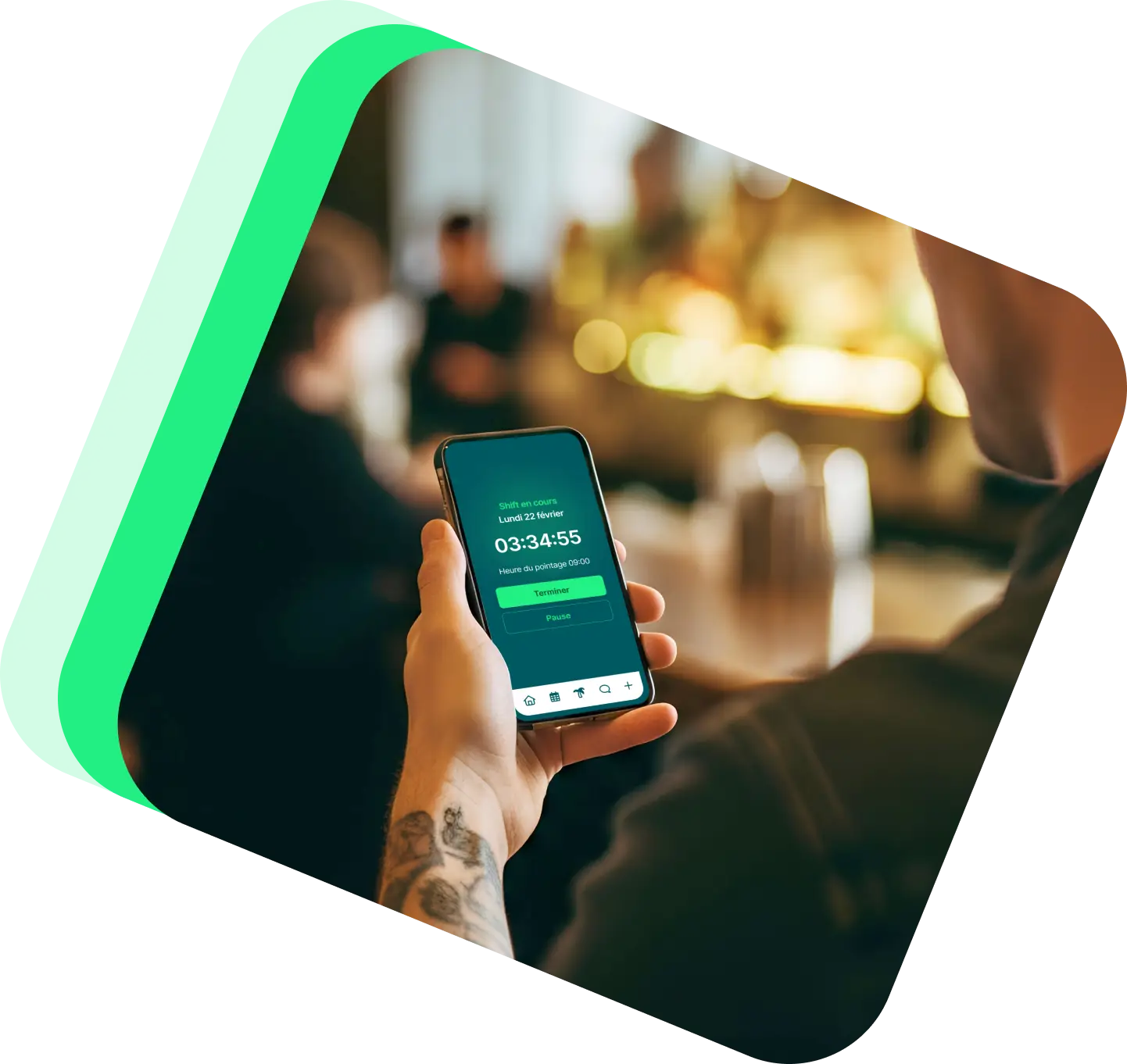 Application mobile de pointage Shyfter sur smartphone