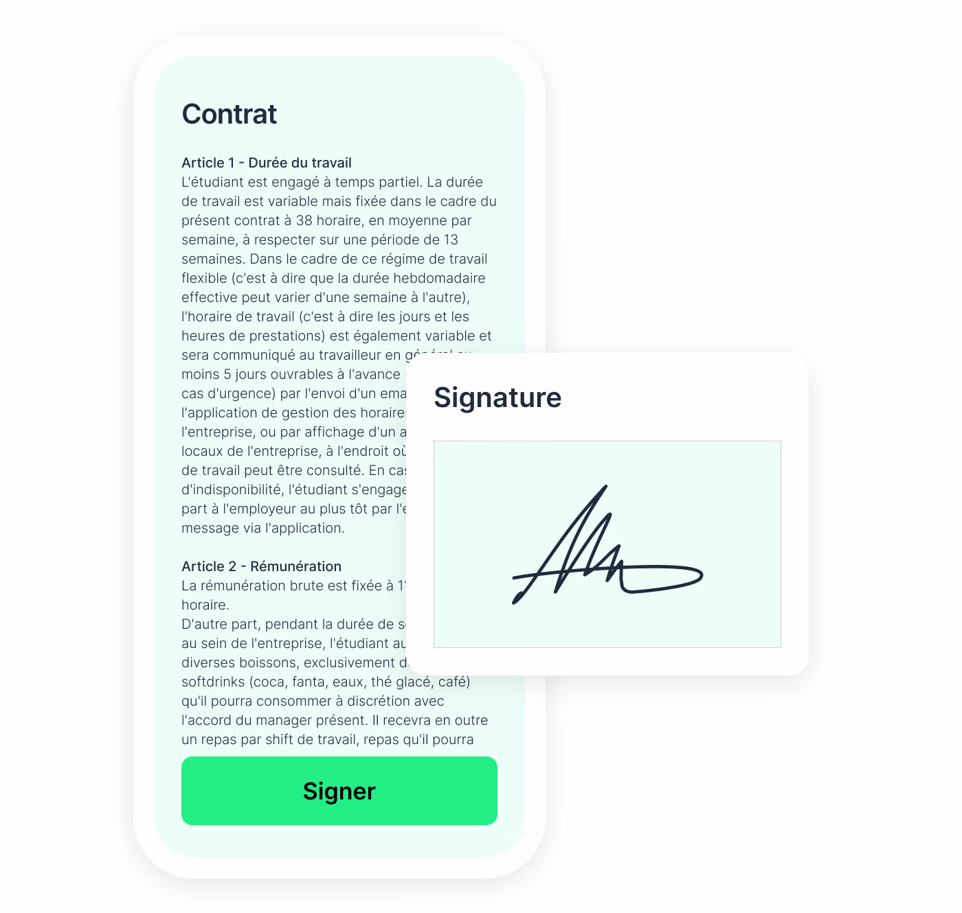 Gestion des contrats de travail en ligne dans Shyfter