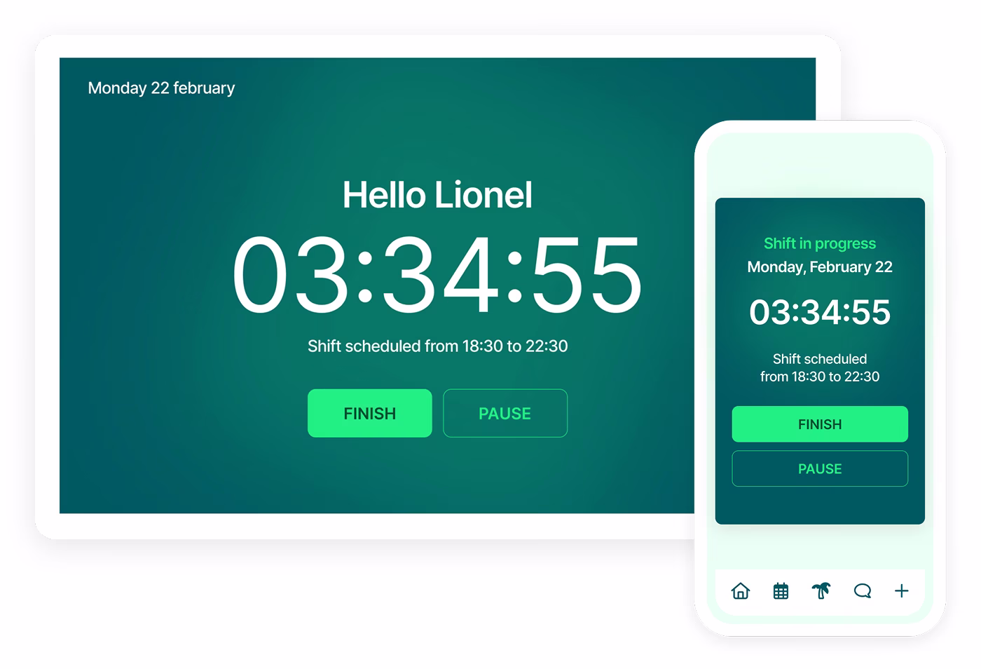 Employee time tracking overview in Shyfter