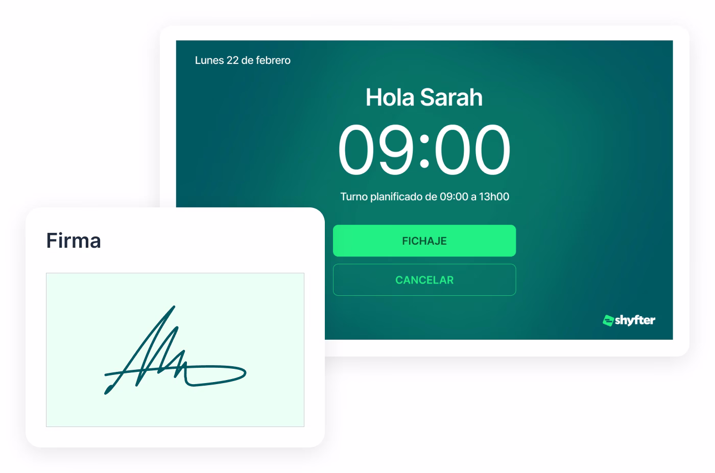 Informe de fichajes con horas de entrada y salida