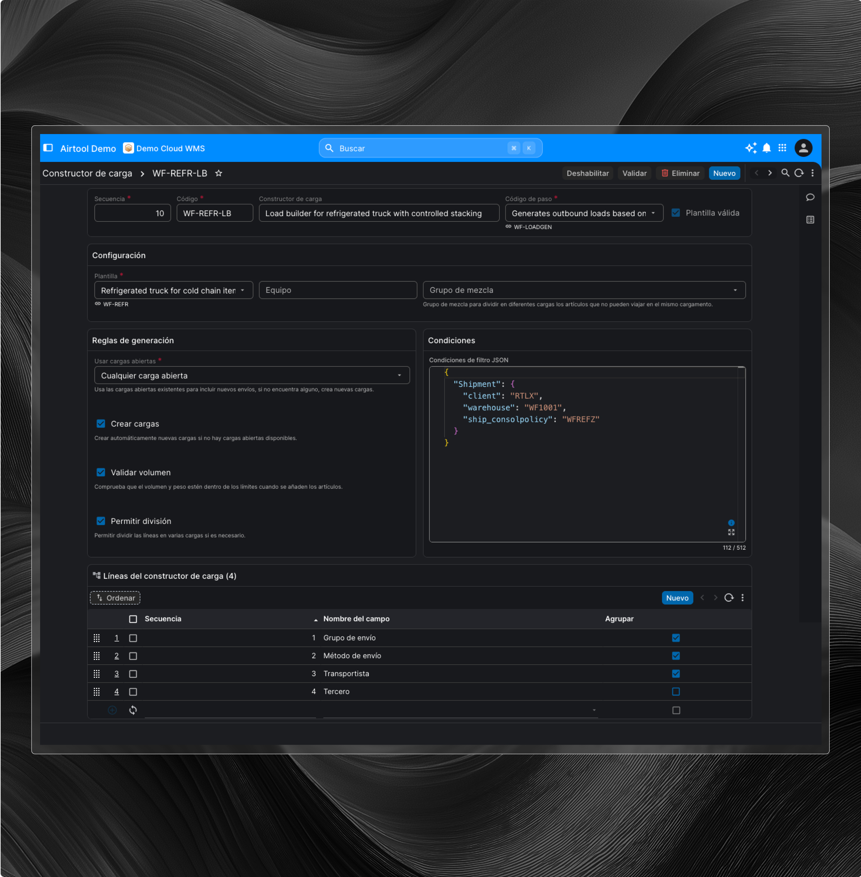 Generación automatizada de cargas y consolidación de pedidos en la plataforma logística de salida