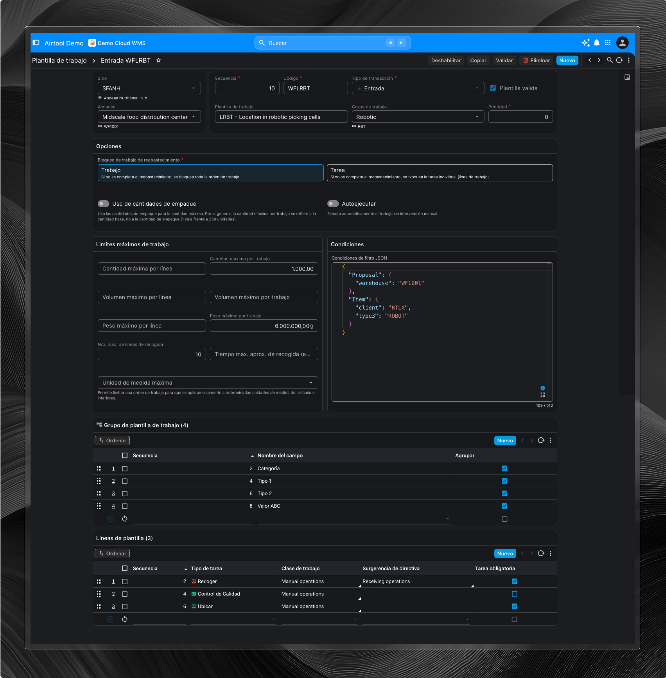 Generación automatizada de tareas multifásicas en un sistema de ejecución de almacén para operaciones de recogida y venta