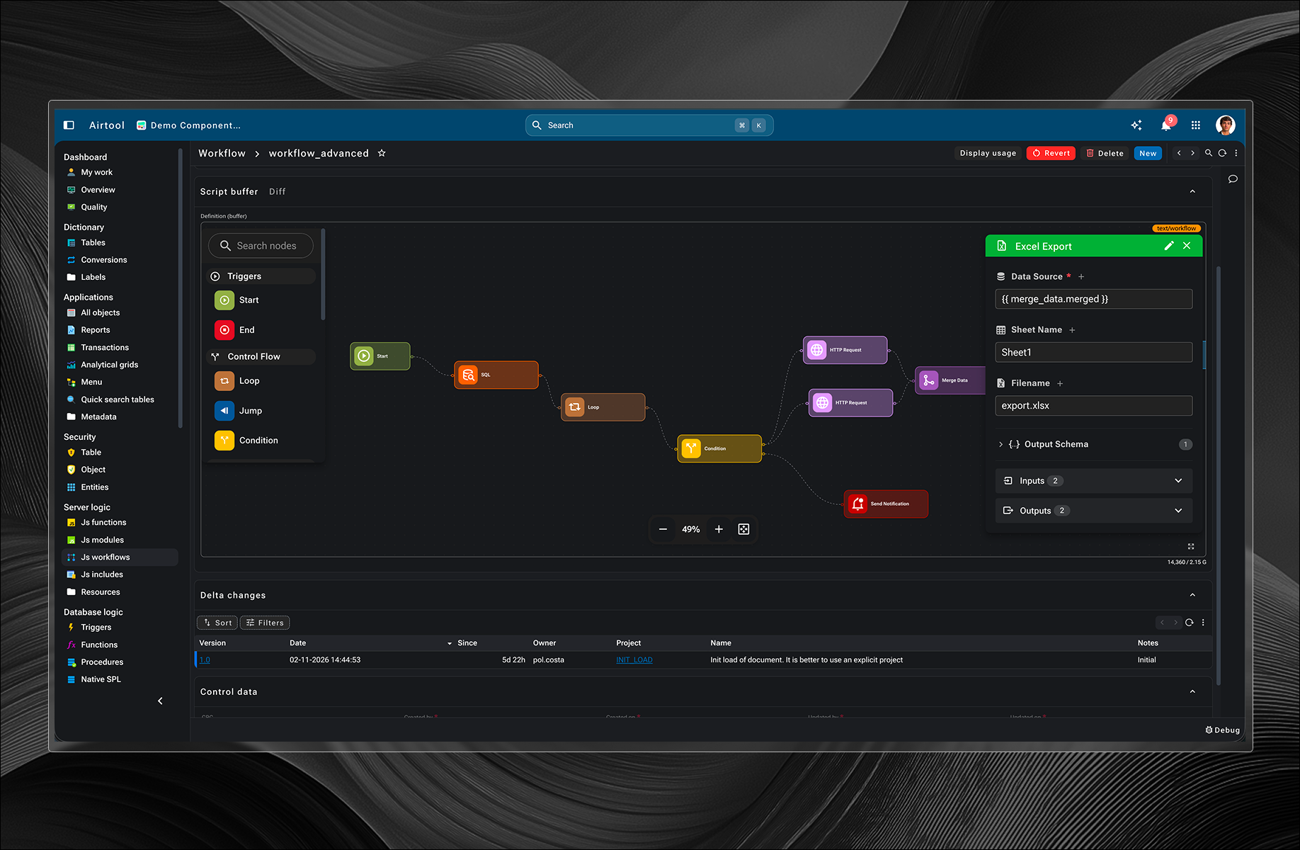 Frontend interface generated through metadata models on a platform as a service
