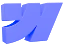 Logo Webflow stylisé en bleu avec les lettres W entrelacées.