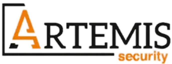 Logo de Artemis Security avec un grand A orange stylisé à gauche et le texte ARTEMIS en noir, suivi de security en orange.