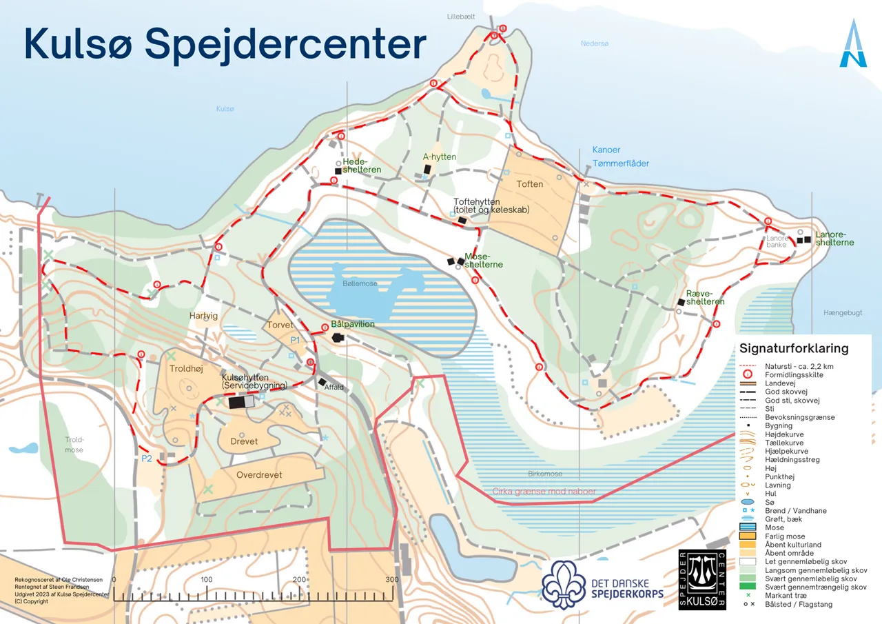 A map showing all paths through the Kulsø wilderness