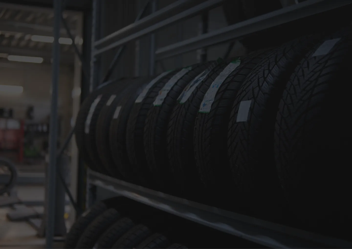 Tires stored in a garage