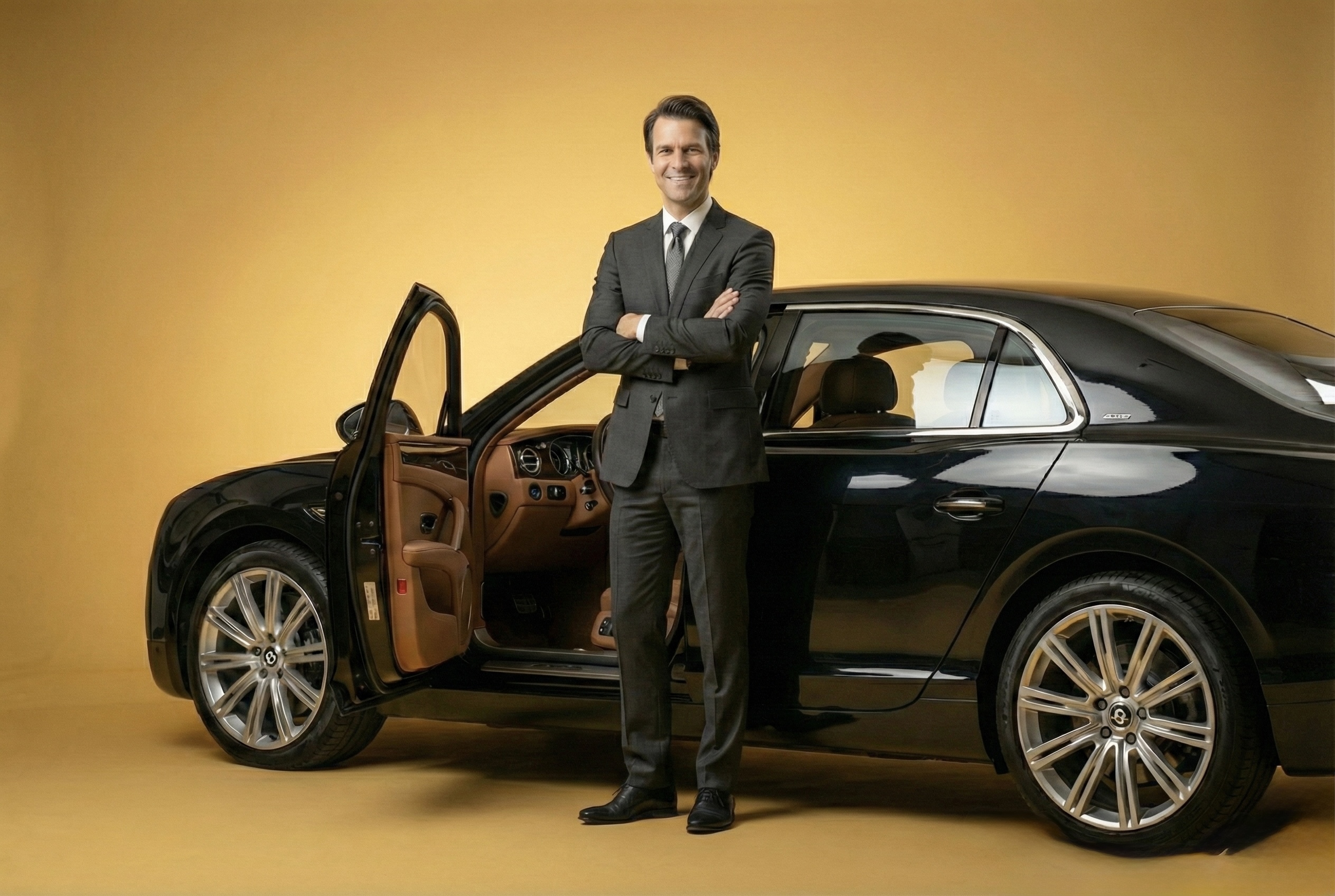 image of a professional preparing to drive a modern car for a transportation network