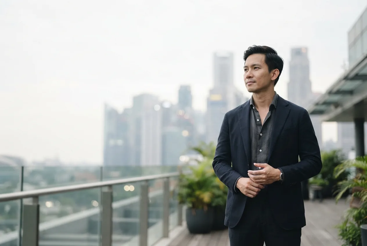 Singapore professional on a CBD terrace, illustrating the 2026 COMPASS and EP salary changes