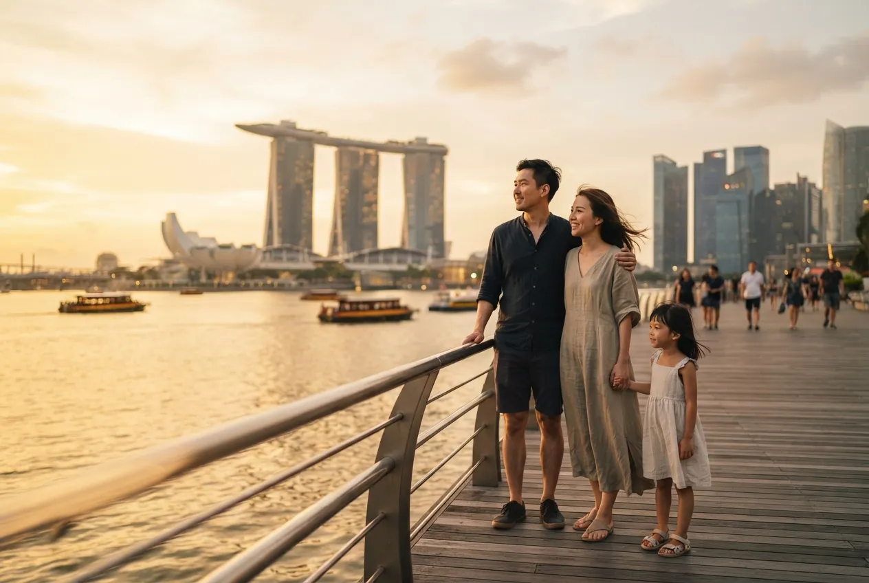 Family at Marina Bay waterfront โ life as a Singapore PR family