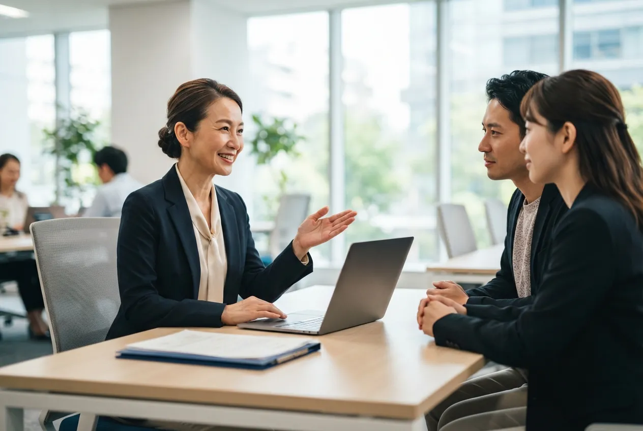 Immigration consultant advising a couple on their Singapore family PR application