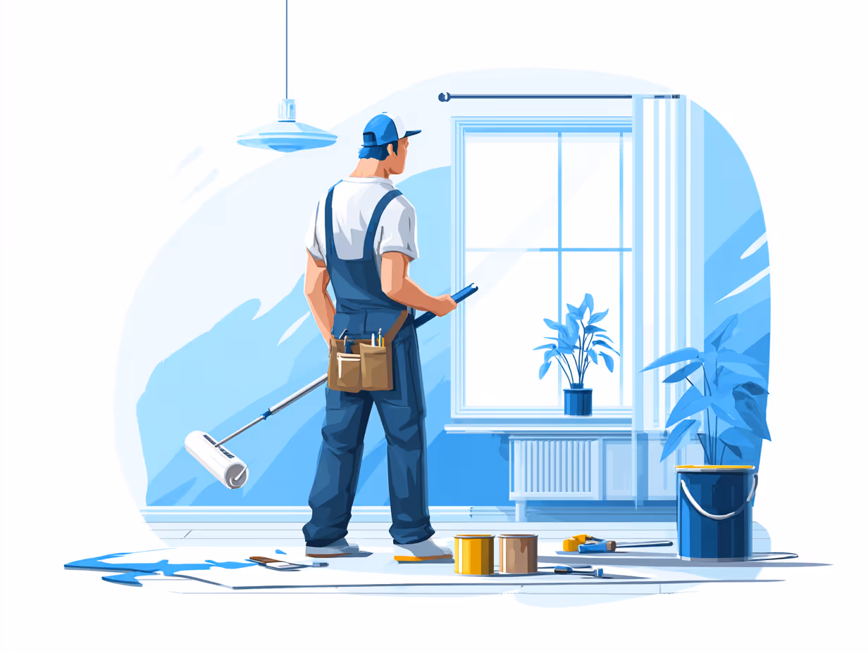 Ein Mechaniker überprüft die vordere Bremsscheibe eines auf einer Hebebühne angehobenen rosa Autos in einer Werkstatt.