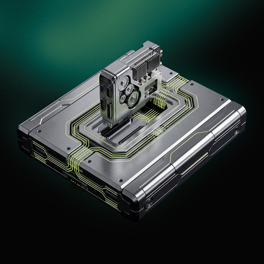 Mechanical module integrated into a circuit system representing custom MT4 and MT5 plugin development for automated trading platform functionality.