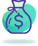 Icon with a bag of dollars.