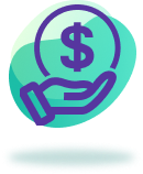 Icon hand handling dollar sign.