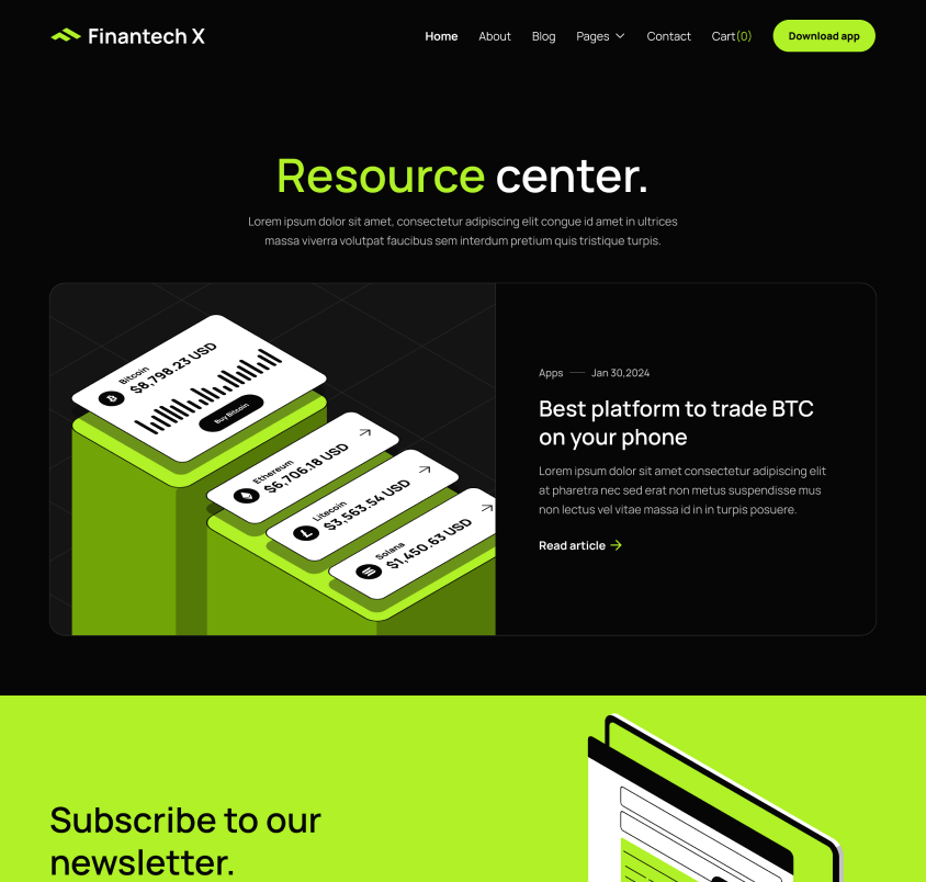 Hero Strip Blog Page - Finantech X Webflow Template