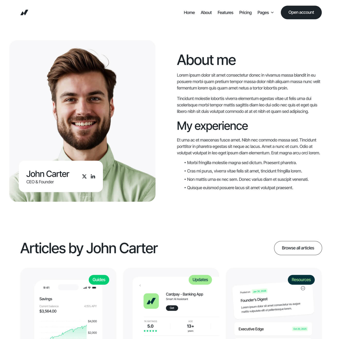 Cardpay - Team Member Single Page - Bank Webflow Template