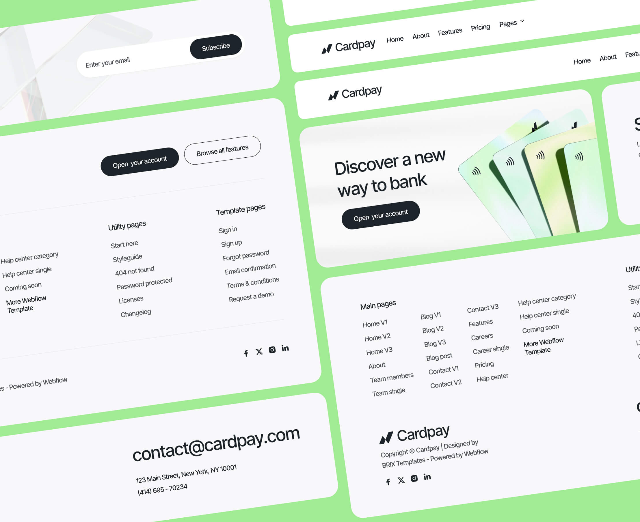 Cardpay - 3 Headers And Footers Included - Bank Webflow Template