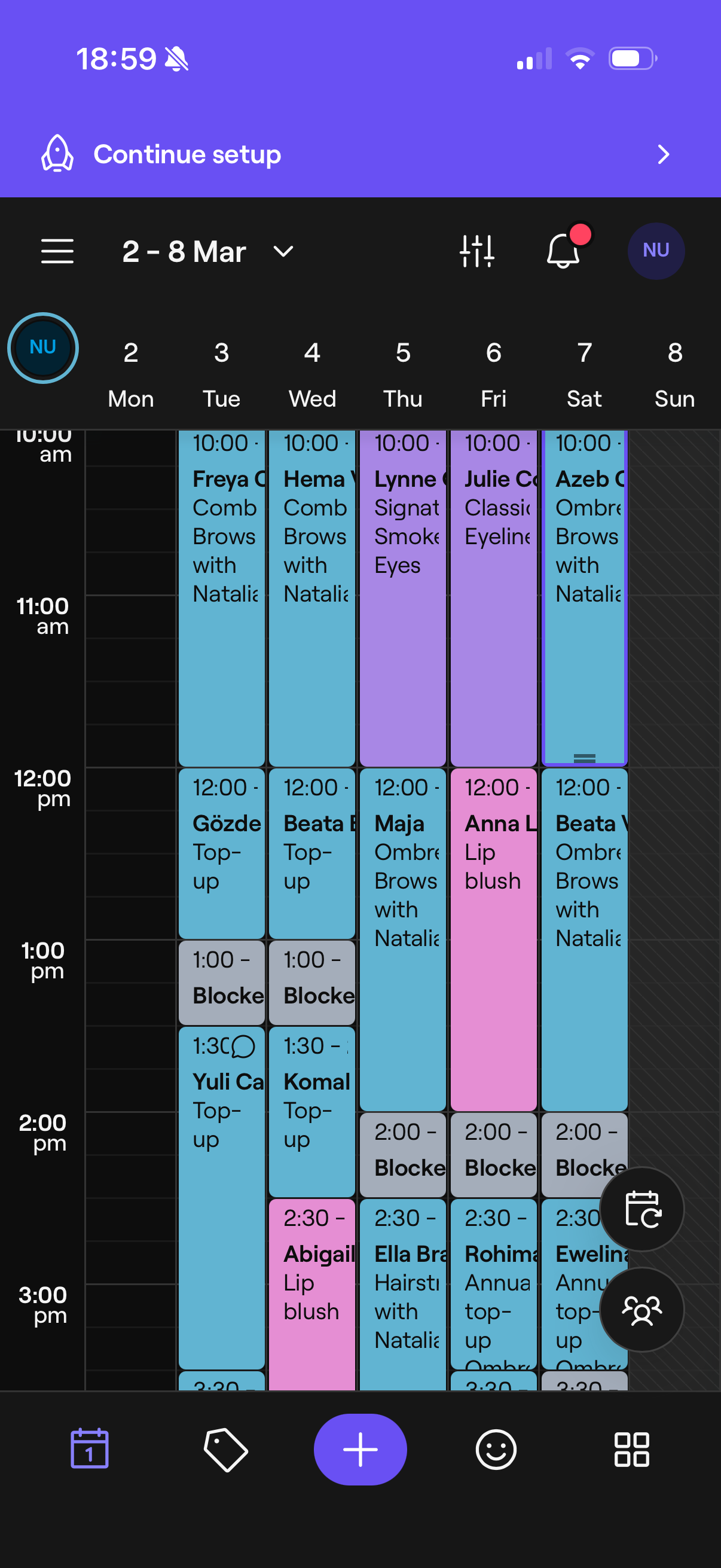 Fully booked calendar screenshot