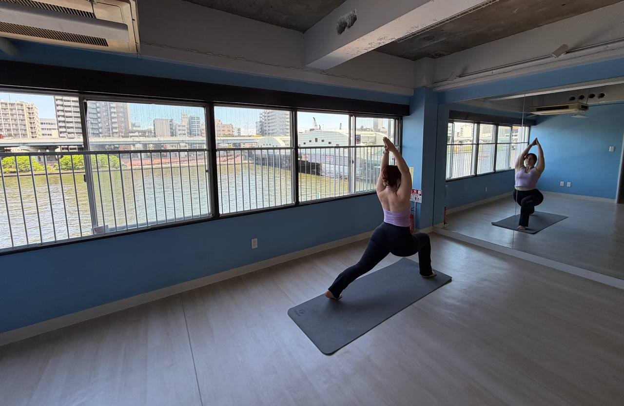 outdoor yoga by a tranquil lake