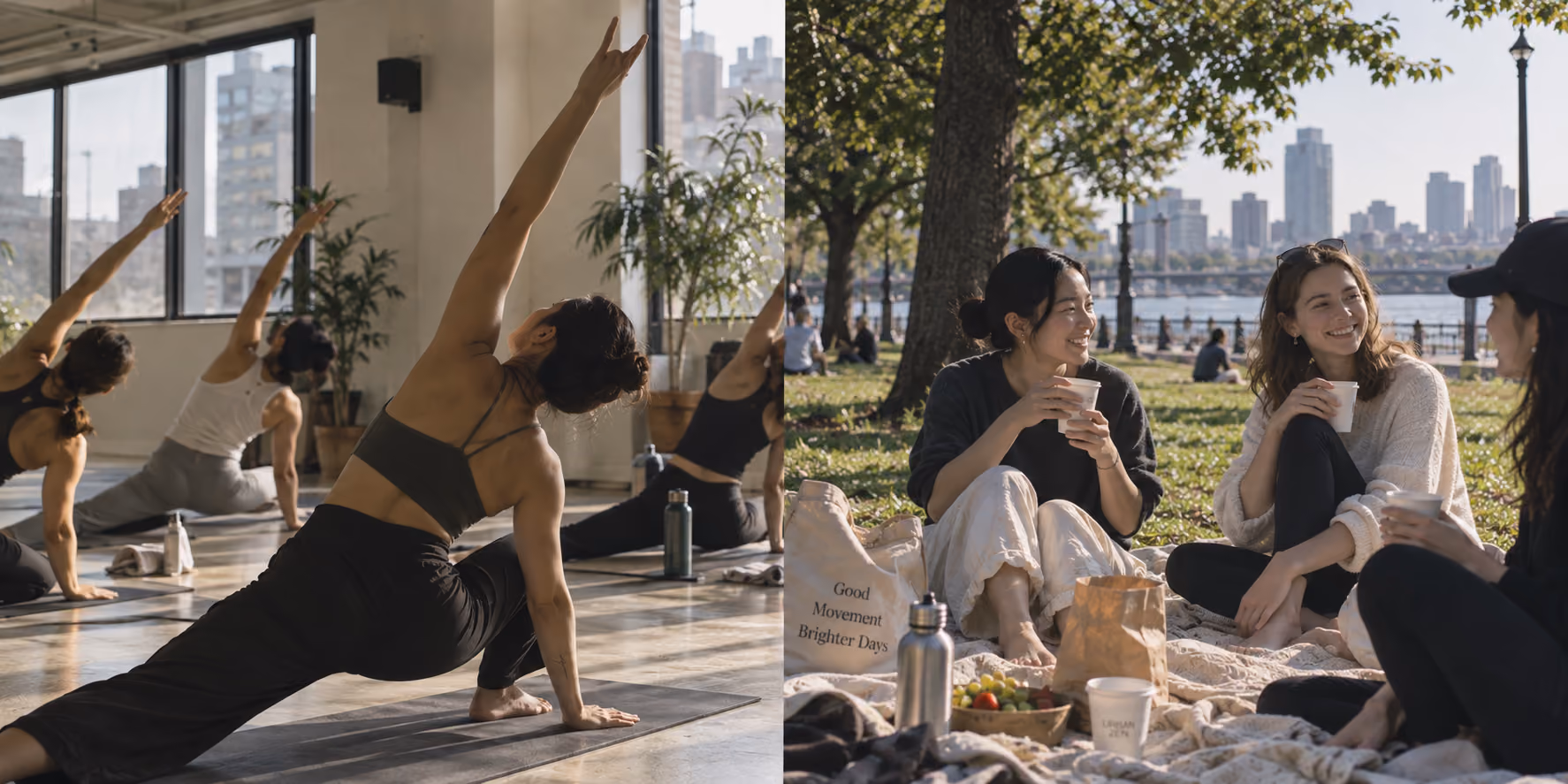 outdoor yoga by a tranquil lake