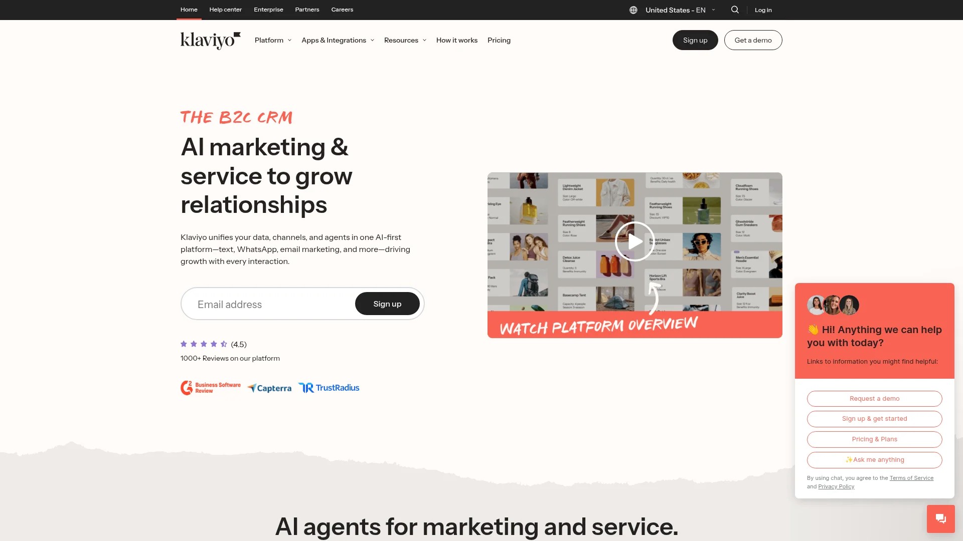 Screenshot of https://www.klaviyo.com