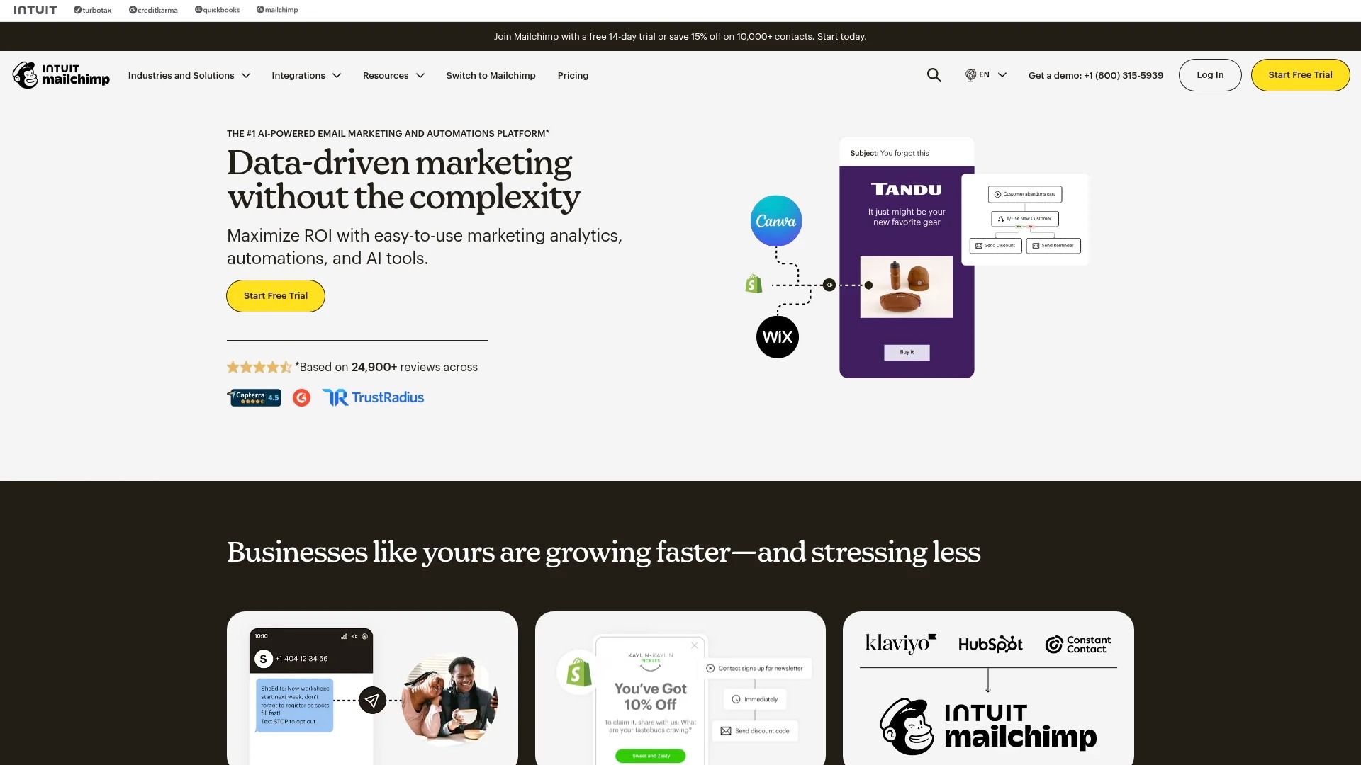 Screenshot of https://mailchimp.com/