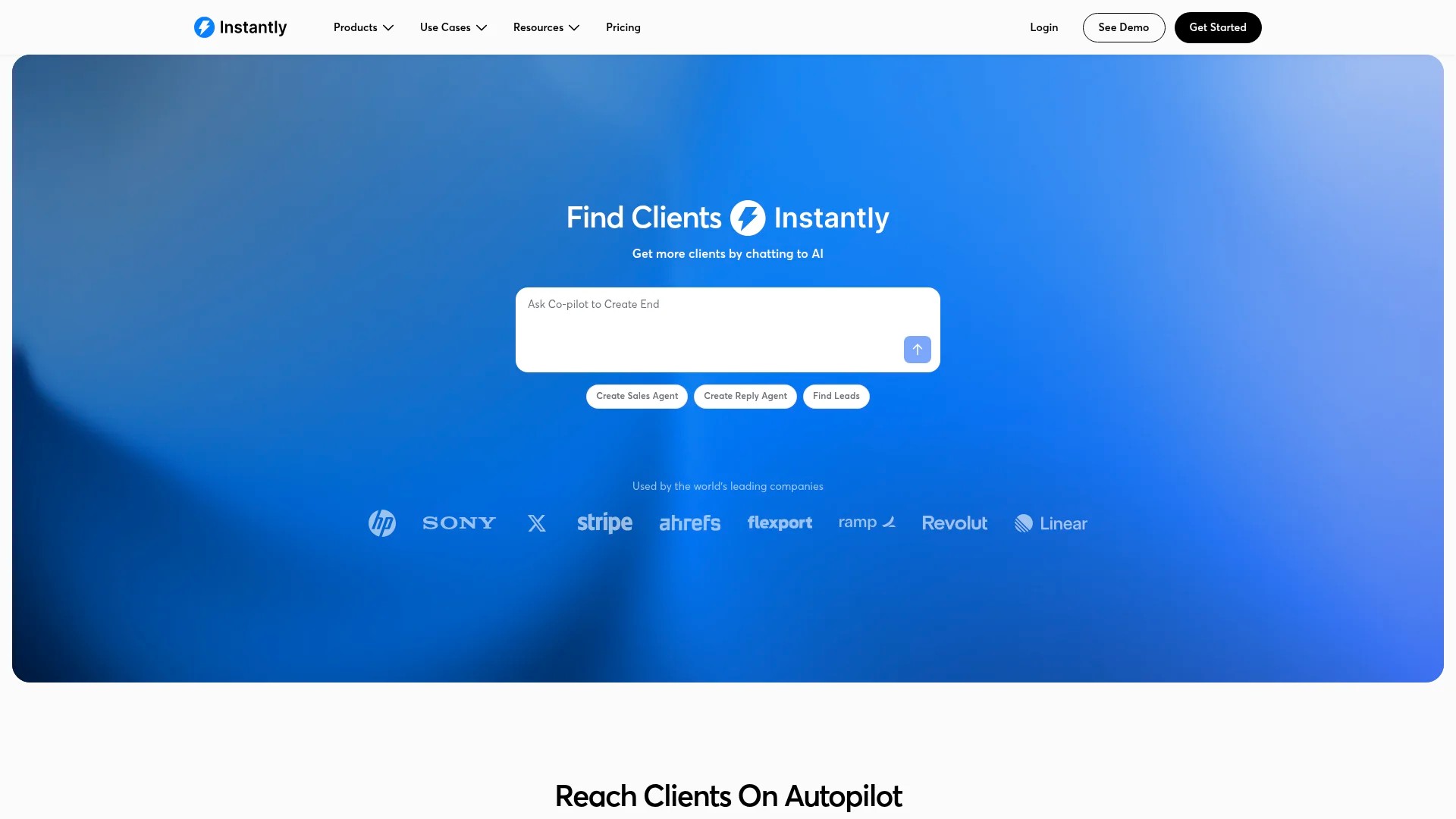 Screenshot of https://www.instantly.ai