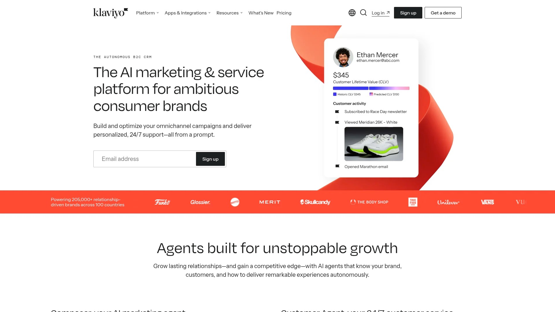 Screenshot of https://www.klaviyo.com