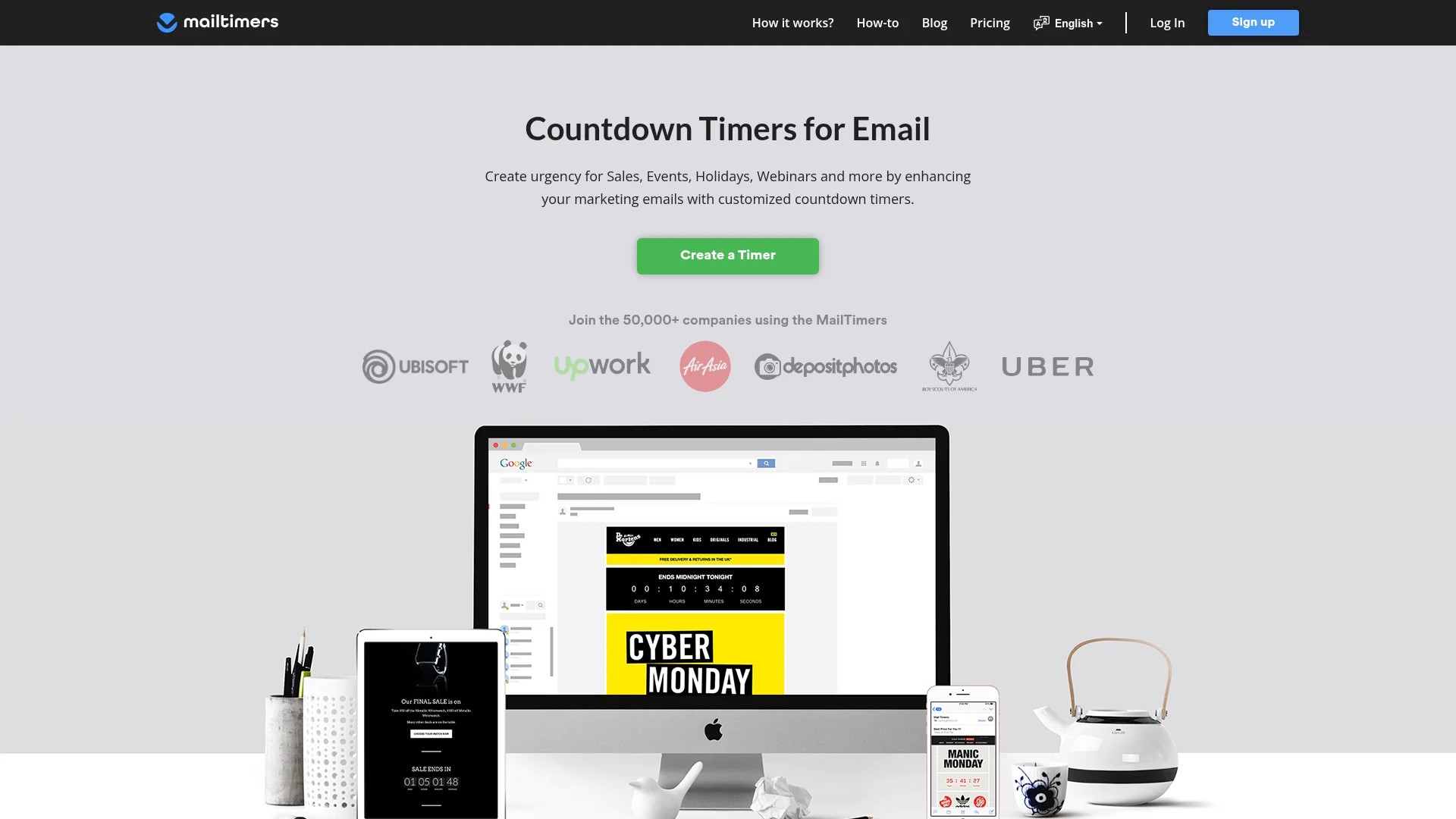 Screenshot of https://mailTimers.com