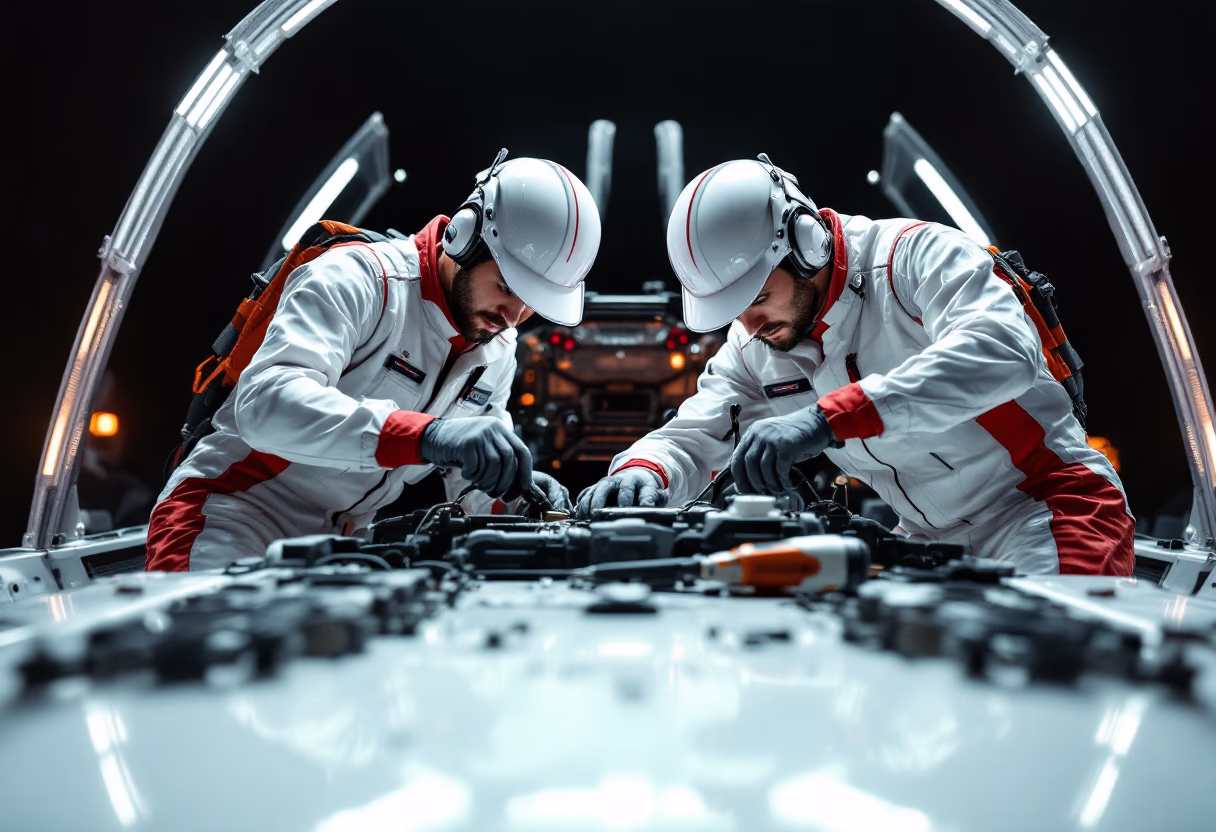 image of maintenance crew working on aircraft