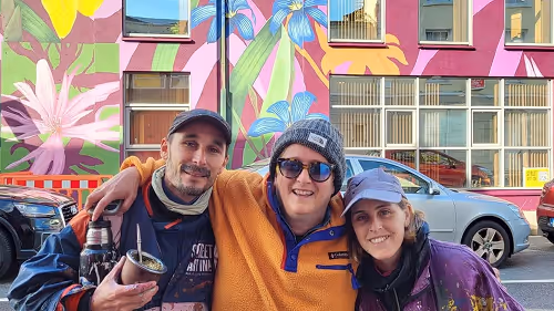 Floating Voices team members working together