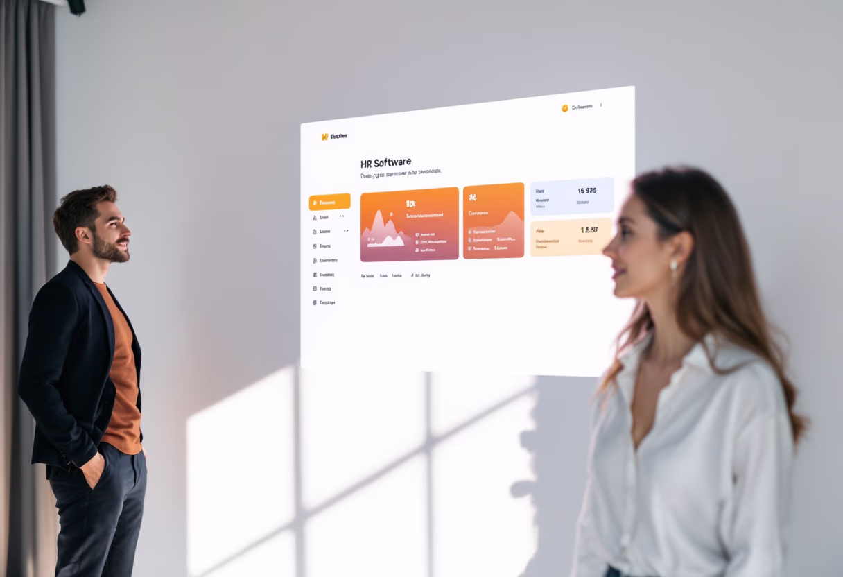 [interface] image of employee interacting with hr software (for a hr tech)