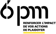 Logo 6pm avec le slogan « Renforcer l’impact de vos actions de plaidoyer » en français.