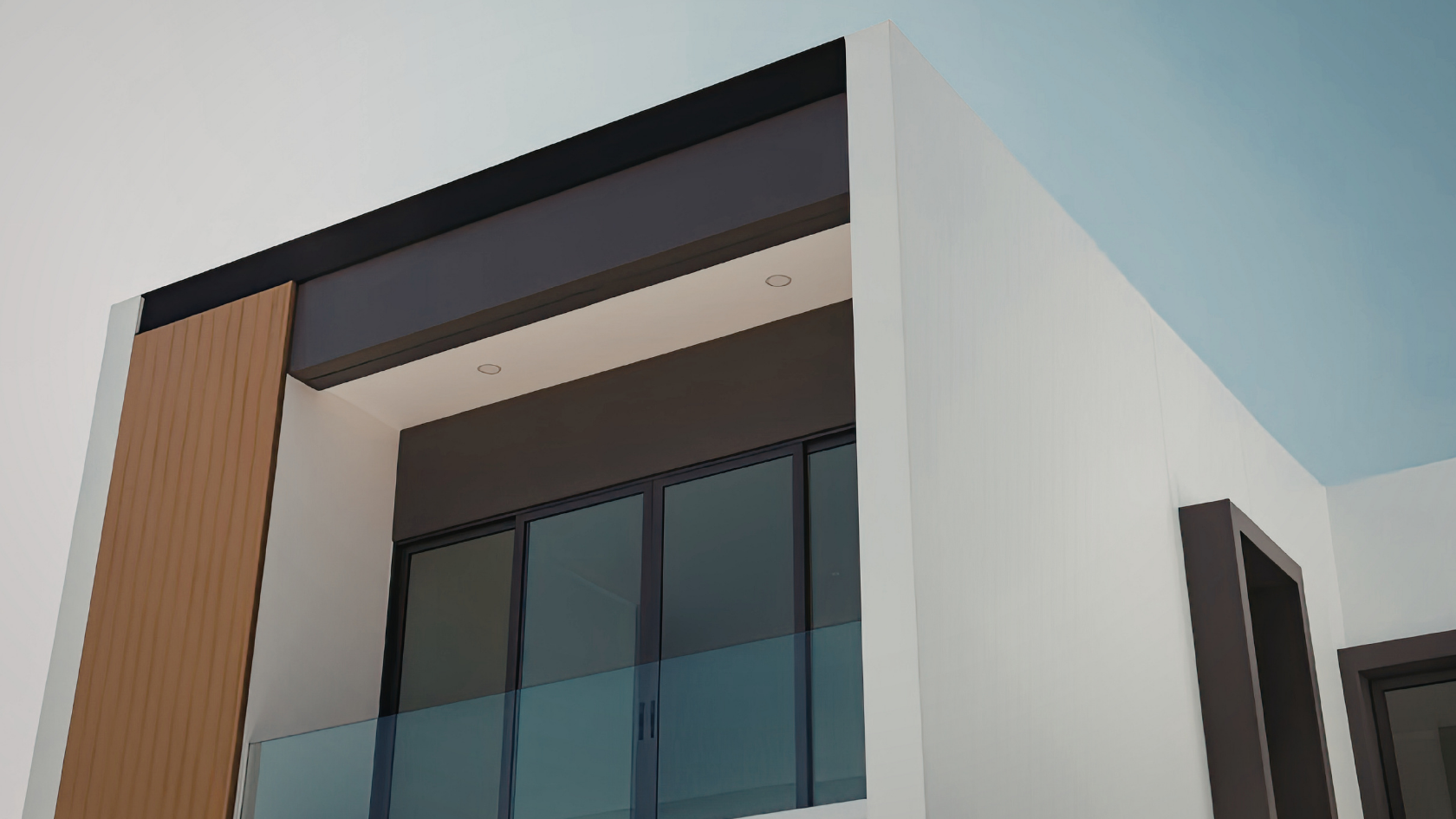 Moderne Gebäudefassade mit Glasarchitektur