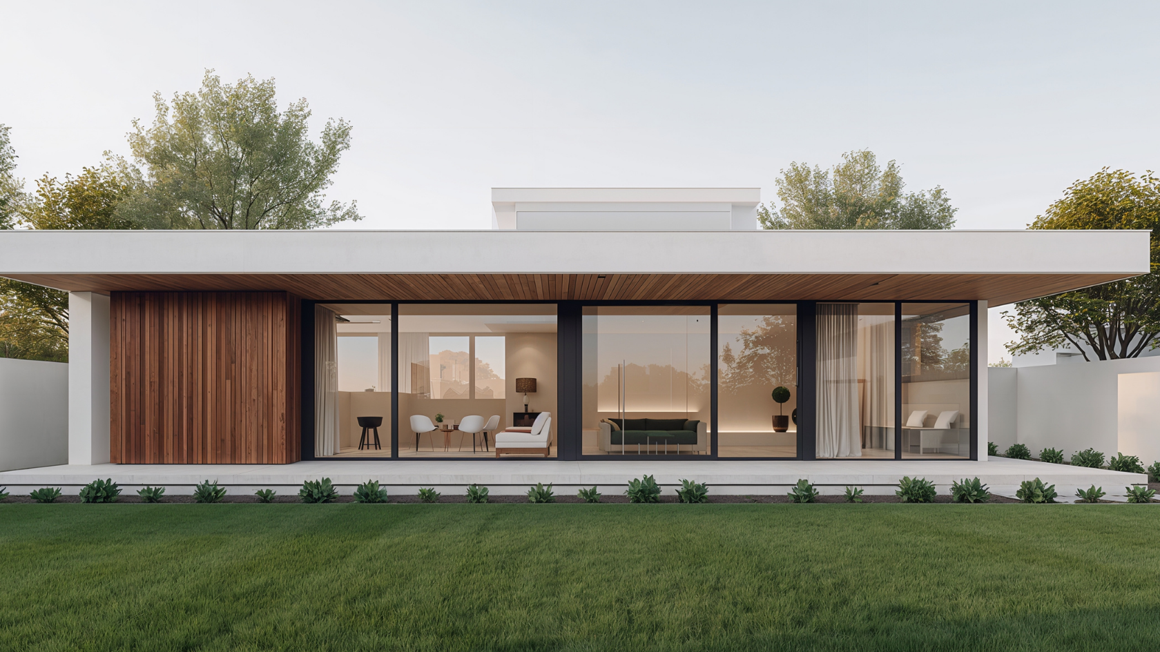 Modernes Wohnhaus mit großer Glasfront