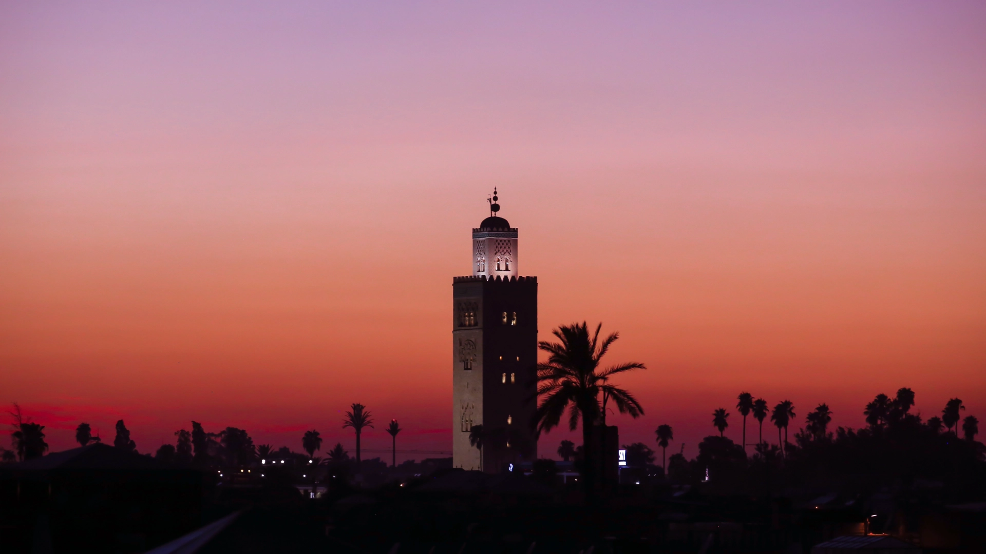Marrakech rooftop sunset Koutoubia Morocco quiet