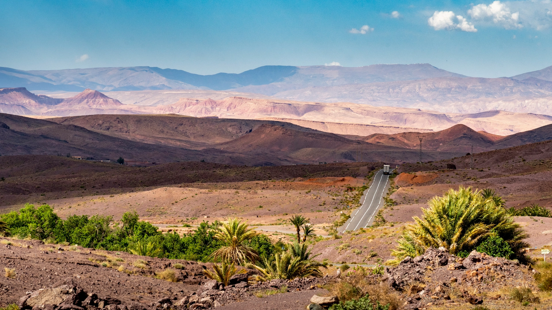 Southern road cutting through dry landscape toward Anti-Atlas Morocco Anti Atlas road Taroudant landscape