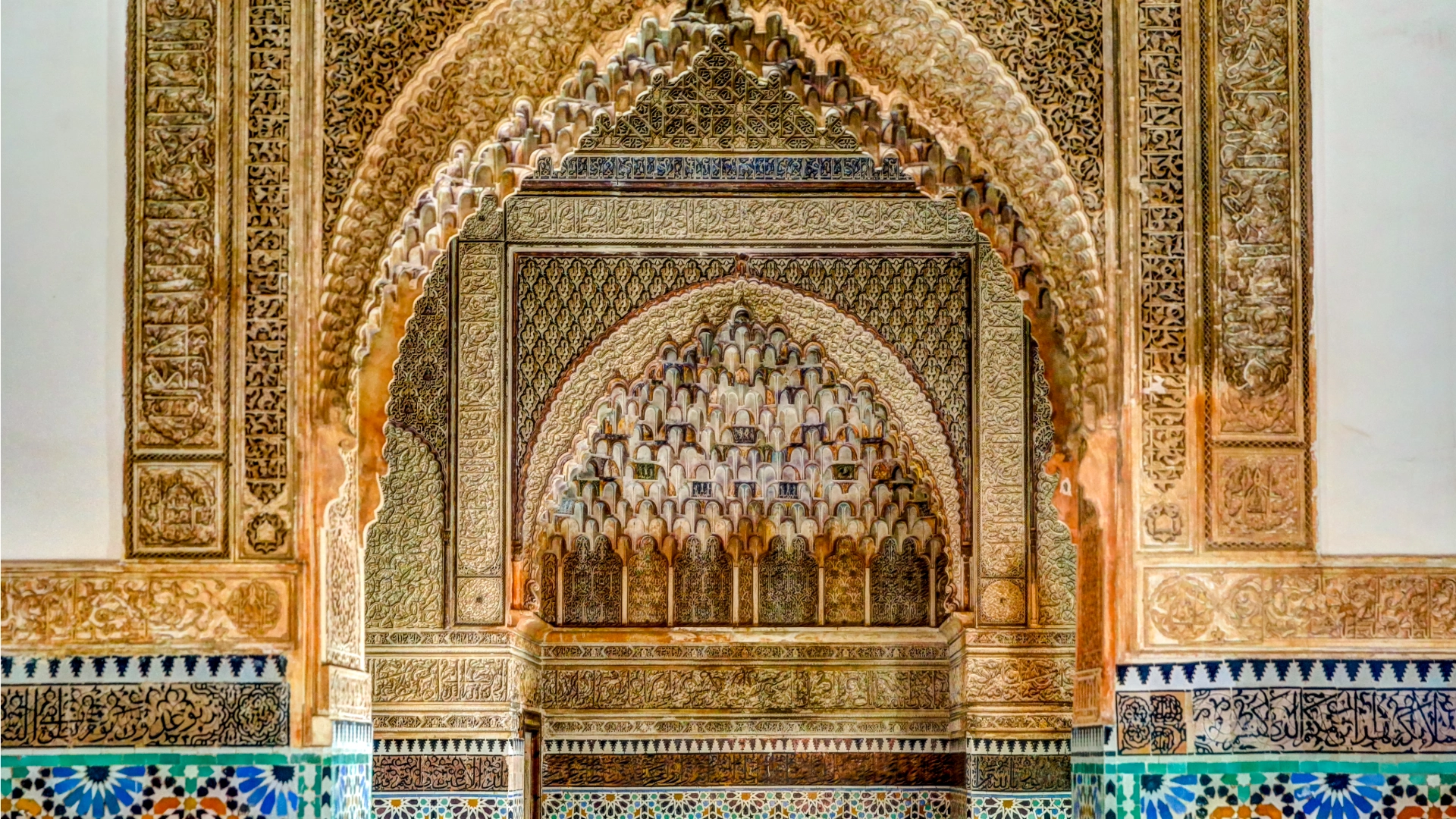 Saadian Tombs zellij detail Marrakech Morocco