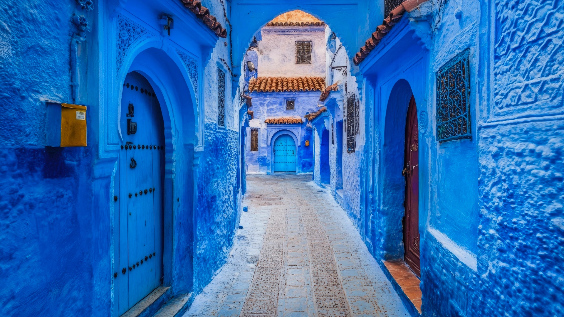 Chefchaouen Morocco morning empty blue street
