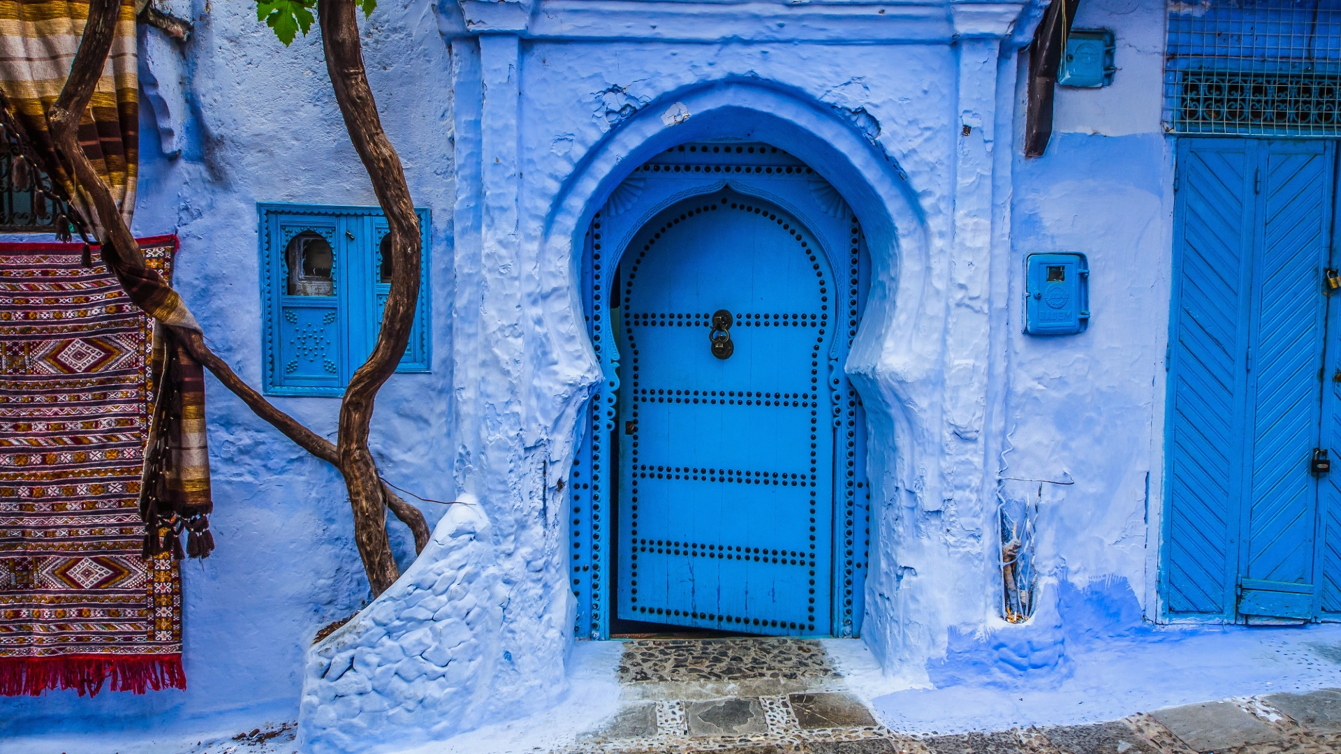 Quiet Chefchaouen street in early/late light