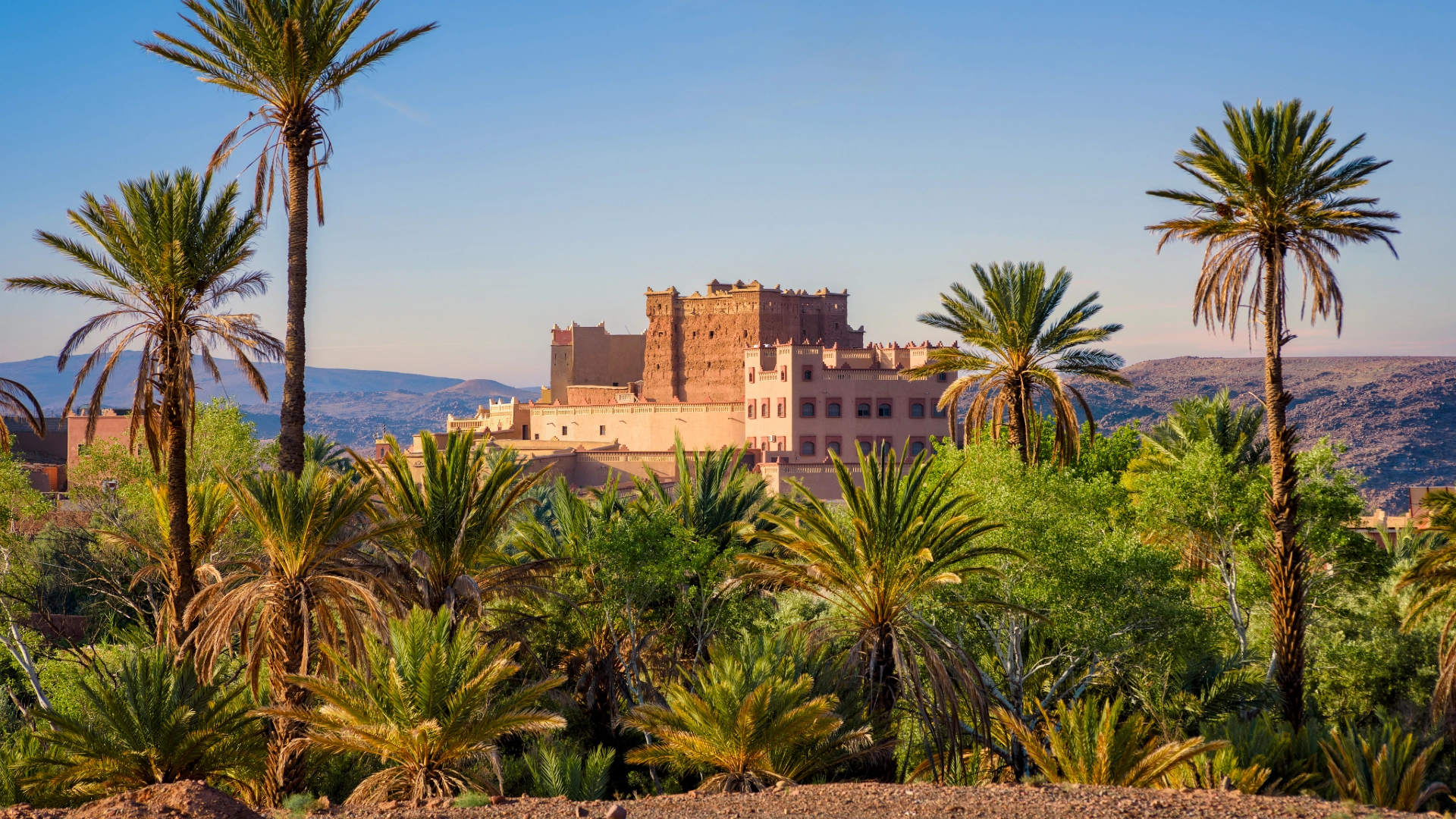 Skoura Morocco kasbah palm grove golden hour