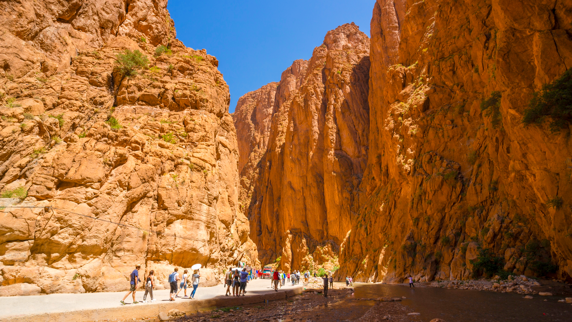 Todra Gorge Morocco canyon road people