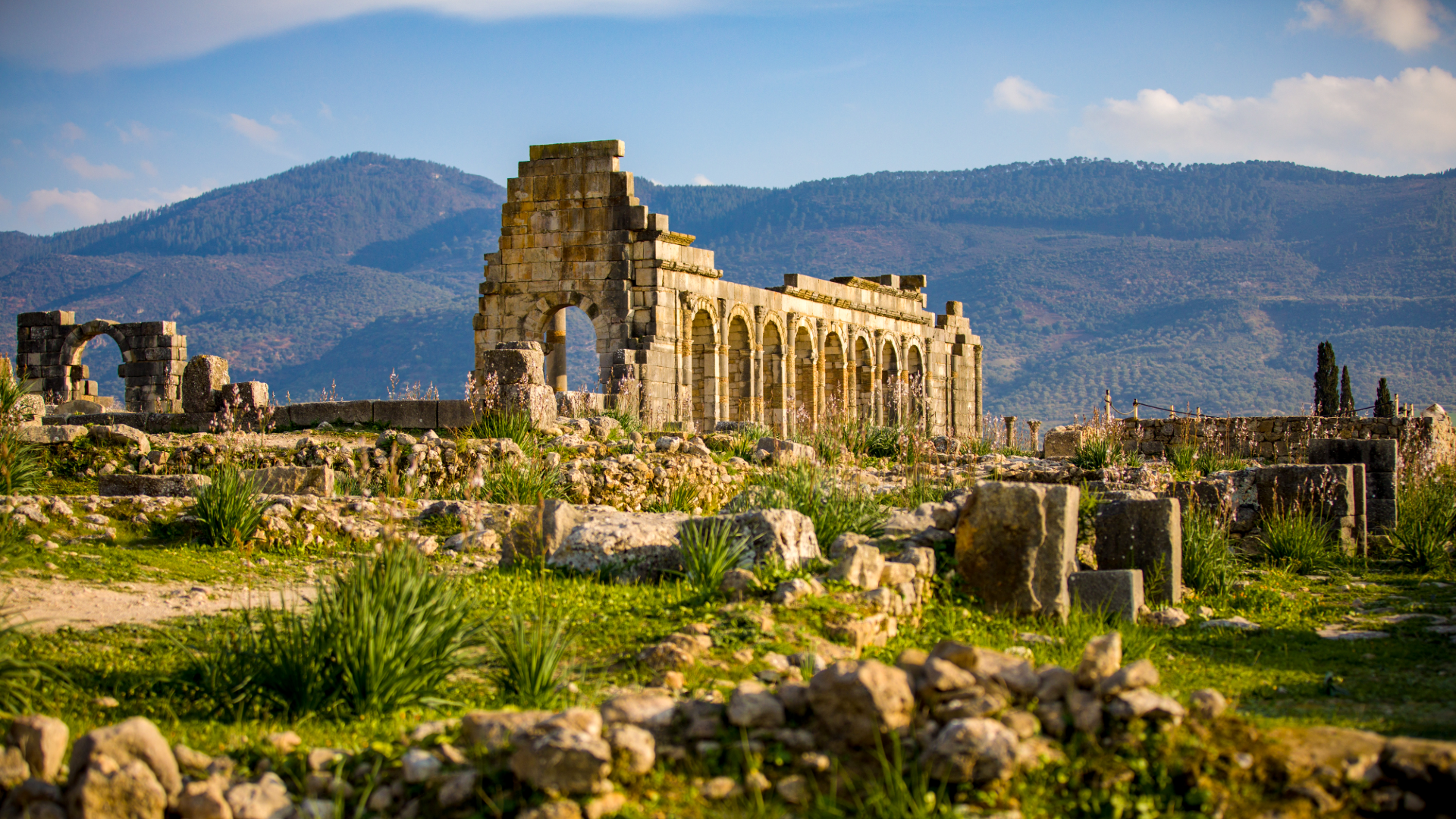 Volubilis Morocco Roman ruins landscape