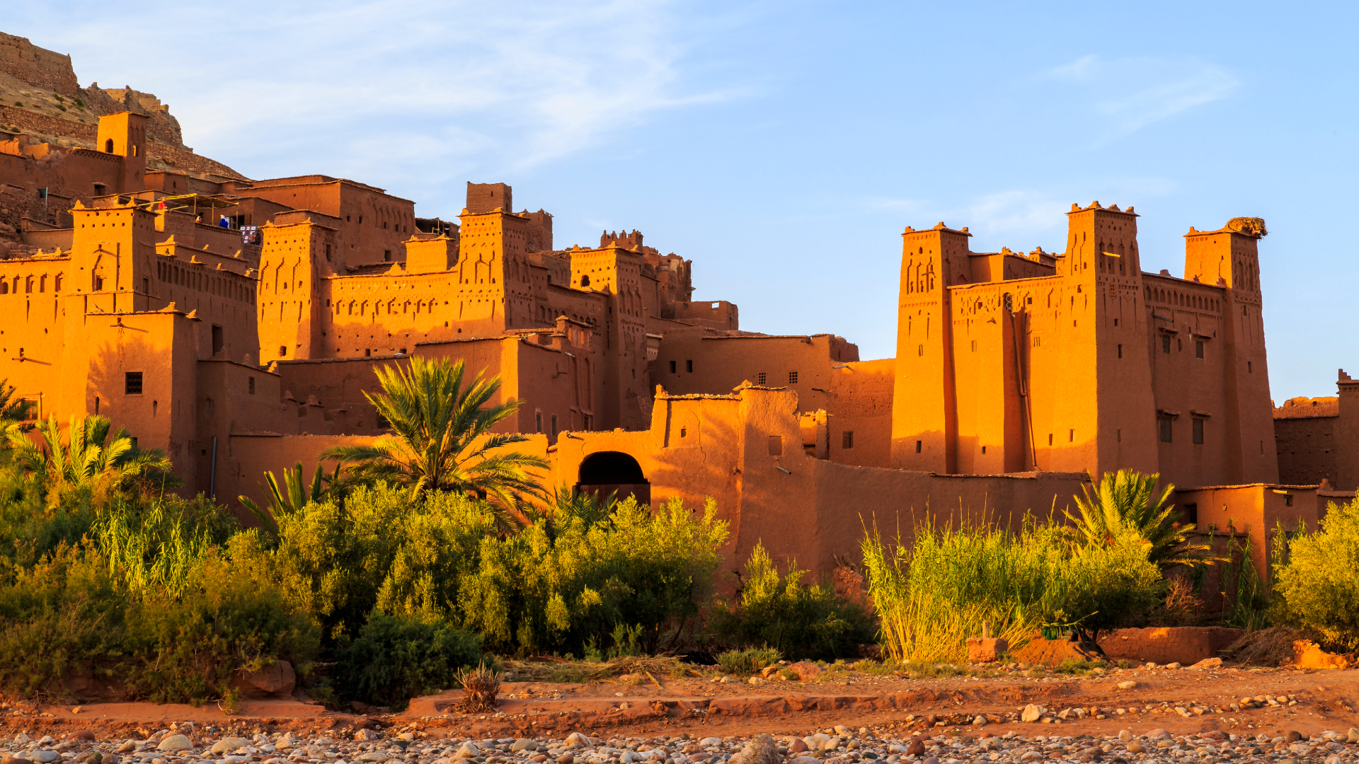 Ait Ben Haddou Morocco kasbah golden hour landscape