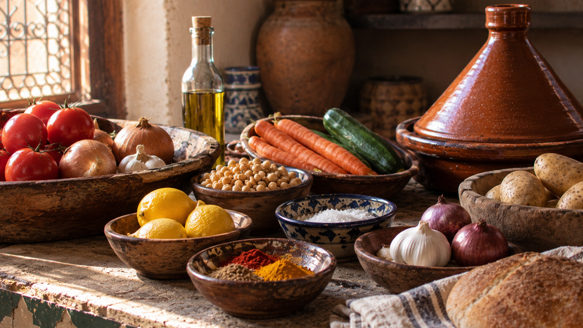 Women preparing Moroccan food Marrakech Morocco
