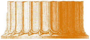 Illustration of six ancient Roman architectural columns with decorative fluting.