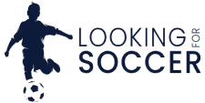 Silhouette of a soccer player kicking a soccer ball with the text 'LOOKING for SOCCER'.